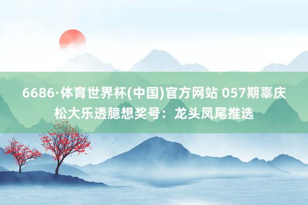 6686·体育世界杯(中国)官方网站 057期辜庆松大乐透臆想奖号:龙头凤尾推选
