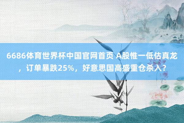 6686体育世界杯中国官网首页 A股惟一低估真龙,订单暴跌25%,好意思国高盛重仓杀入?