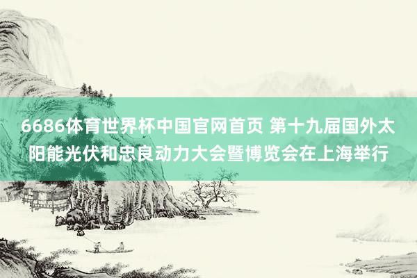 6686体育世界杯中国官网首页 第十九届国外太阳能光伏和忠良动力大会暨博览会在上海举行