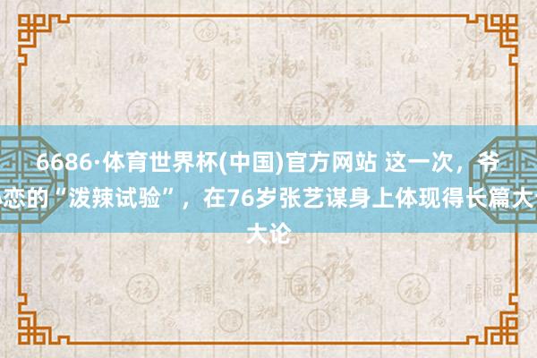 6686·体育世界杯(中国)官方网站 这一次,爷孙恋的“泼辣试验”,在76岁张艺谋身上体现得长篇大论