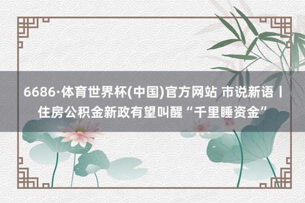 6686·体育世界杯(中国)官方网站 市说新语丨住房公积金新政有望叫醒“千里睡资金”