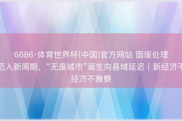 6686·体育世界杯(中国)官方网站 固废处理行业迈入新周期,“无废城市”诞生向县域延迟|新经济不雅察
