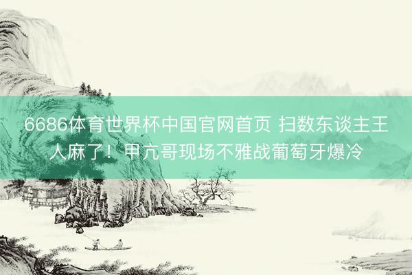 6686体育世界杯中国官网首页 扫数东谈主王人麻了!甲亢哥现场不雅战葡萄牙爆冷